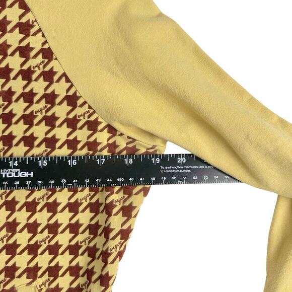 ENYCE Houndstooth Full Zip Jacket Hooded Embroidered Logo Mustard/Burgundy Sz SM - Picture 14 of 16